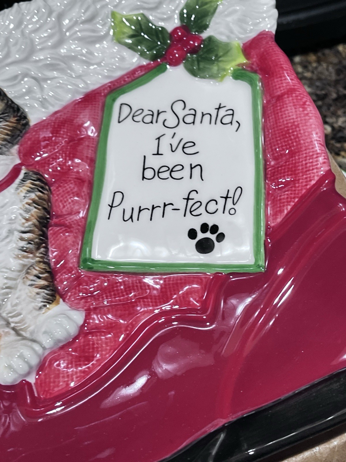 Fitz And Floyd New Cat Christmas Themed Plate, Dish- So Cute, New, Canapé Plate
