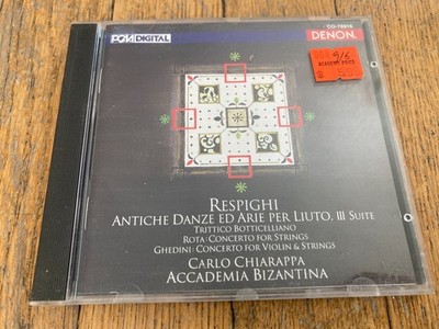 Respighi: Antiche Danze Ed Arie Per Liuto III Suite/Chiarappa/Bizantin (CD 1994)