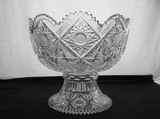 American Brilliant Cut Glass 1876-1916 Holiday  punch bowl  Anderson Marilyn