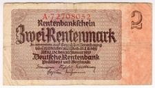 1937 Germany 2 Rentenmark 72708052 Reichbanknote Paper Money Banknotes