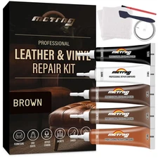 Brown Leather Repair Kit for Furniture, Faux Leather Couch Repair Kit for Cat...