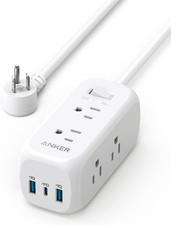 Anker 332 USB Power Strip Surge Protector - 6 AC, 1 USB-C, 2 USB-A 5 ft Cord 