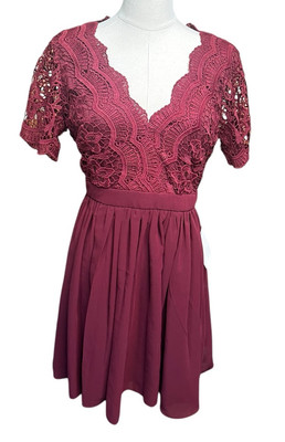 Lulus Angel in Disguise Burgundy Lace Skater Dress Size M Deep V Party Cocktail | eBay Lulus Angel in Disguise Burgundy Lace Skater Dress Size M Deep V Party Cocktail | eBay