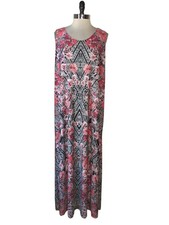 DENIM 24/7 Plus Size 26W 28W Maxi Dress Black Red Pink Floral Sleeveless Stretch