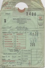 Vintage 1962 Watland Camera Shops Film Developing Envelope Hammond Indiana