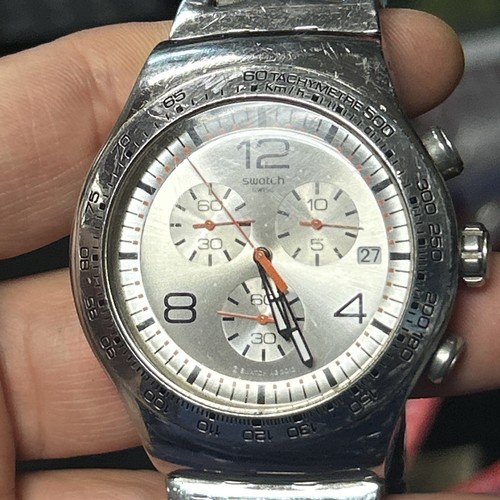 Swatch Irony Silverish Cronografo Uomo Quarzo YVS405G Usato - Foto 11 di 12