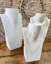 Necklace Display Bust Stand / Wooden / White / Jewellery Holder / Fair Trade