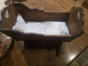 Vintage Antique Style Wooden Swinging Baby Cradle Bassinet Crib