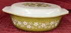 PYREX Casserole Crazy Daisy Spring Blossom 045 2-1/2 QT Dish w Lid Avocado Vtg