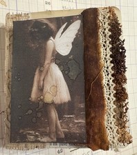 Fairies Art Journal Original Handmade Altered Book - 10 Pages 3.5”x4”