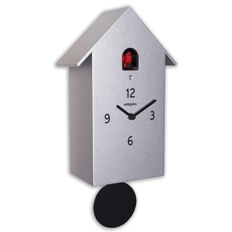 ZUBA graue Aluminium Domeniconi lackiertem Holz Wanduhr mit Kuckuck und Pendel - Bild 1 von 1