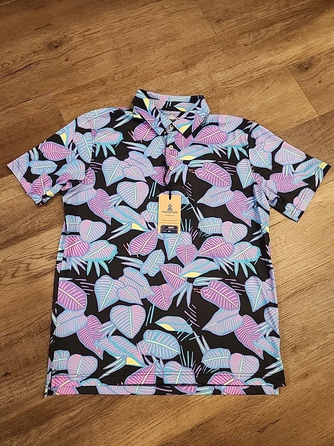 $59 NEW Chubbies Mens Medium The Fluorescent Funk Golf Performance Polo Shirt