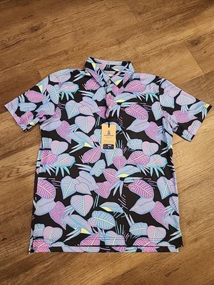 $59 NEW Chubbies Mens Medium The Fluorescent Funk Golf Performance Polo Shirt
