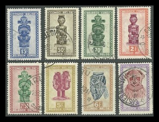 CONGO 1943 LOT OF 8 STAMPS USED