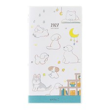 DESIGNPHIL Midori Pocket Diary, 2027, Slim Monthly Planner, Dog Pattern, 2243700