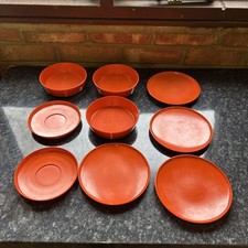 Vintage job lot set of Melaware/Encore by Gaydon orange melamine kitchen camping