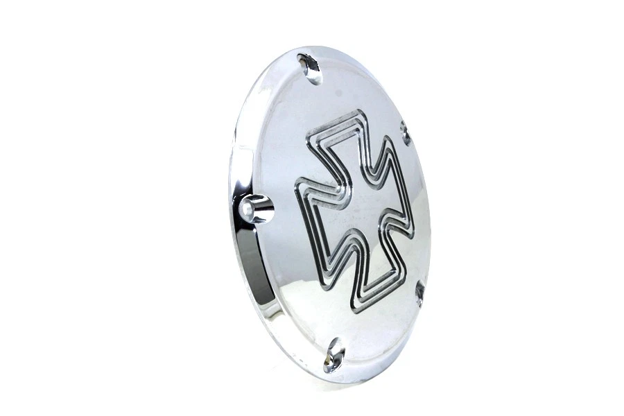 Cubierta Iron Cross Derby cromada Billet para Harley Davidson Foto 4 de 4