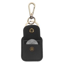 Quarter Leather Keychain, PU Leather Key Ring Coin Case, Black