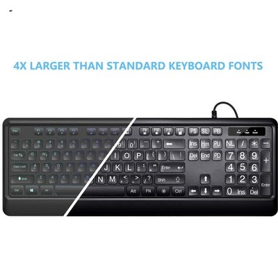 Large Print Backlit USB Keyboard with Ergonomic Design, Perfect for All Users