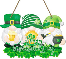 St Patricks Day Door Sign Happy St.Patrick'S Day Decorations Sign Gnome Shamrock