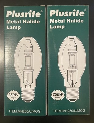 Lot of 2 Plusrite MH250/U/MOG ED28 250W Metal Halide Lamps ANSI M58 NOS Lot #1