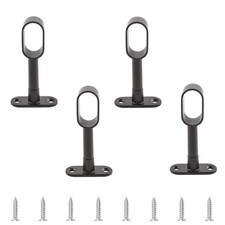 4pcs Black Closet Rod Support, Zinc Alloy Oval Wardrobe Rod End, Adjustable H...