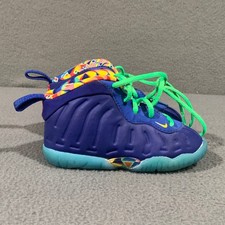 Nike Little Posite One Kids 5C Blue Yellow Geometric DZ5191-400 Basketball Shoes