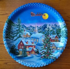 VTG Ullman Co Christmas Serving Platter 16" Round Plastic Tray