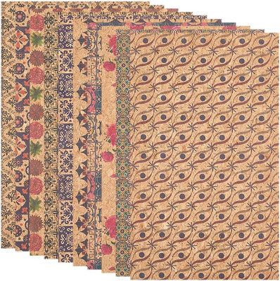 10 Styles 13 x 8 Inch Colored Cork PU Leather Sheets Thin Soft Fabric Natural...