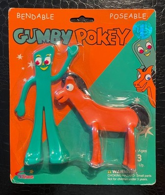 GUMBY & POKEY NJ Croce Bendable Poseable NEW Blister Pack 50th Anniv. Holographi