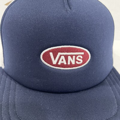 Vans Hat Cap SnapBack Foam Mesh Trucker Navy Blue White Skater Skateboarding