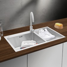 kitchen Double Bowl Sink 360 Rotatable Faucet Laundry Sink With Washboard