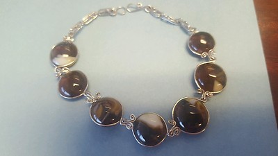 Tiger Eye Bracelet, w/silver  handmade true piece of artwork 8'' Beautiful  *gift