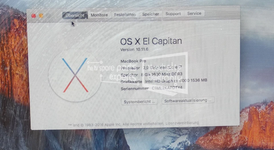 Apple MacBook Pro A1278 13,3" i7 2,9GHz 8GB RAM 750GB HDD DVD-RW El Capitan - Bild 2 von 4