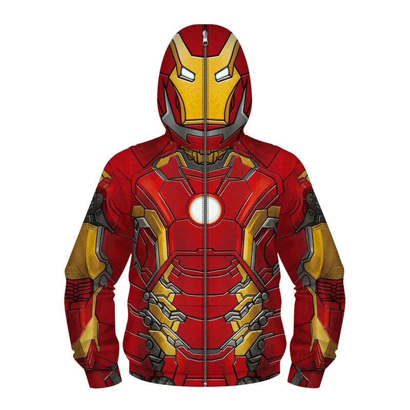 Kids Boys Superhero Hoodies Spiderman Iron man Cosplay Coat Hooded Sweatshirt  - Image 3 of 4