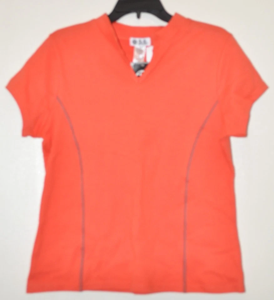 Top tejido GW Sport naranja manga corta cuello dividido talla XL Foto 2 de 3