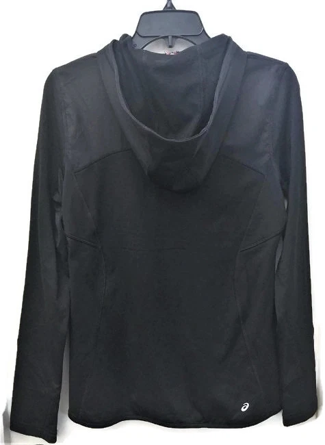 Asics Ladies Half Zip Hooded Jacket Women Running Workout Clothes Charcoal Red L - Image 3 of 4