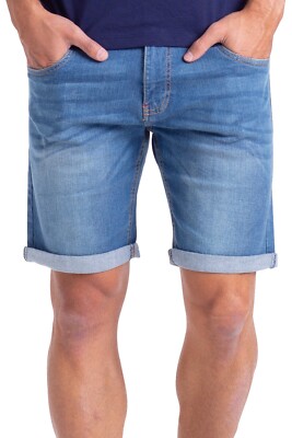Mens Denim Slim Fit Straight Cut Business Casual Half Pants Jeans