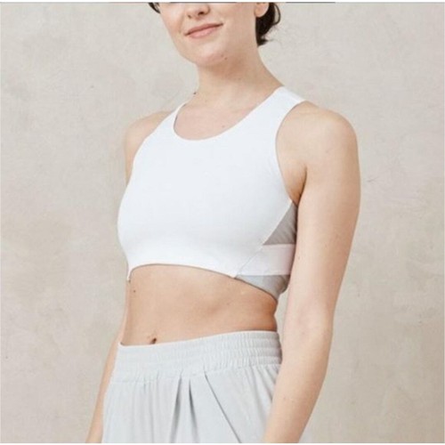 ADAY Fast Forward Sport BH Crop Top Damen L hellgrau gekreuzter Rücken breite Träger