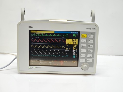 Monitor de paciente Drager Infinity Delta SpO2, ECG, opciones NIBP, Nellcor, cabecera - Imagen 3 de 12