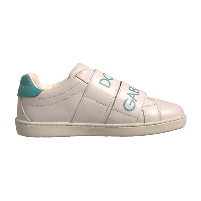 DOLCE GABBANA Kids Shoes White Blue Strap Low Top Sneakers EU29 US12  380usd