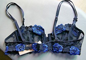 Lise Charmel Black/Blue No Noir Dentelle Balconette U/W Bra