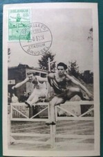 Carte maximum championnat athlétisme Belgique 1950 timbre N° 827 Oblitéré Bruxel