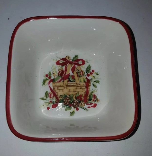 Longaberger Christmas Bowl Square 5"x5" 2 1/4" deep Christmas Basket