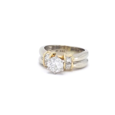 Allison Kaufman Solid 14k Gold Diamond Engagement Ring Round Princess Setting