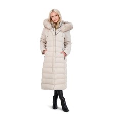 Tahari Womens Nellie Ivory Long Quilted Puffer Jacket Outerwear S Bhfo 1305