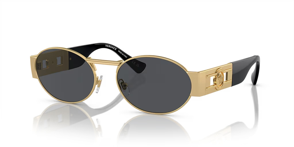 VERSACE OVAL SUNGLASSES VE2264 MATTE GOLD FRAME DARK GREY LENS 140mm