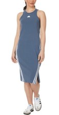 ADIDAS Future Icons 3-Stripes Tank Dress Light Blue White Stripes Size Small