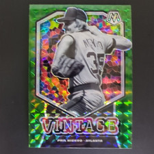 Phil Niekro 2021 Panini Mosaic Vintage #V13 Green Prizm Parallel Insert Braves