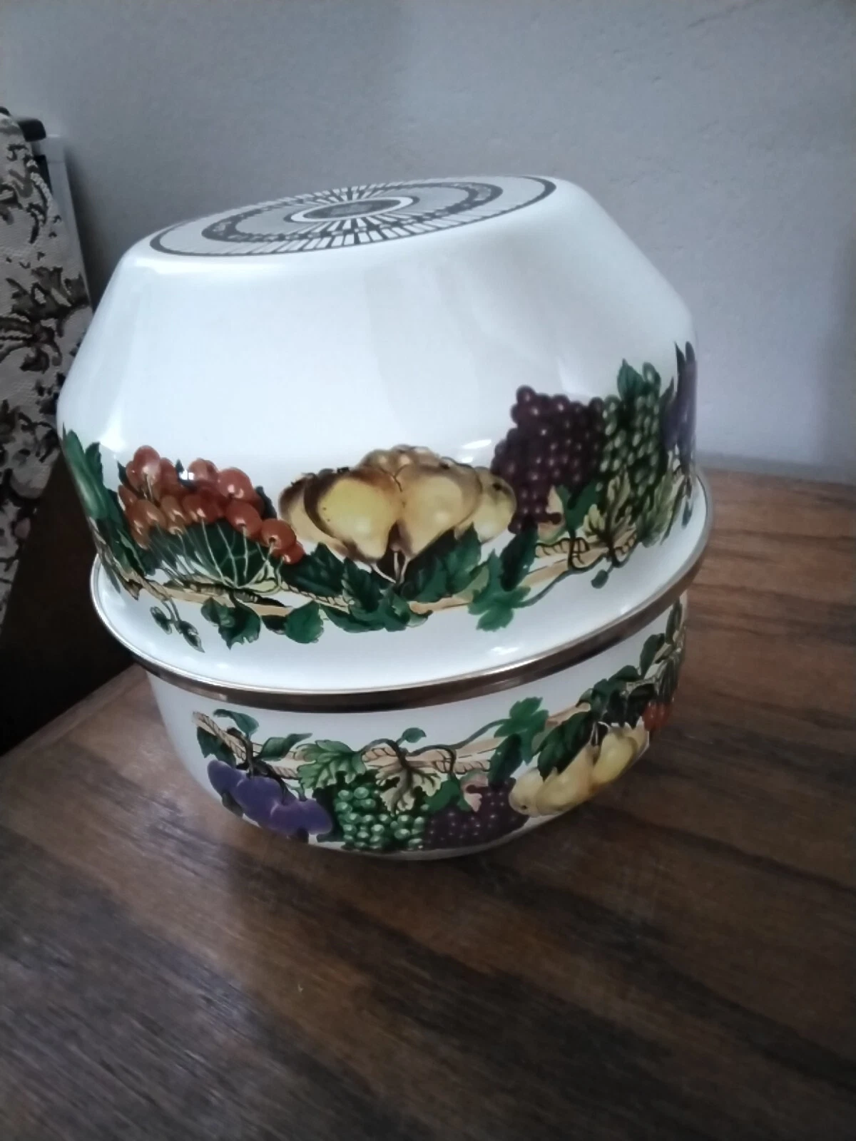 Set of 2 Vitroceramic Enamel on Steel Mixing Bowl Gas Electric Induction Fruit
